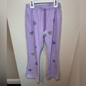 Lola + The Boys Purple Crystal Heart Flared Pants Size 8